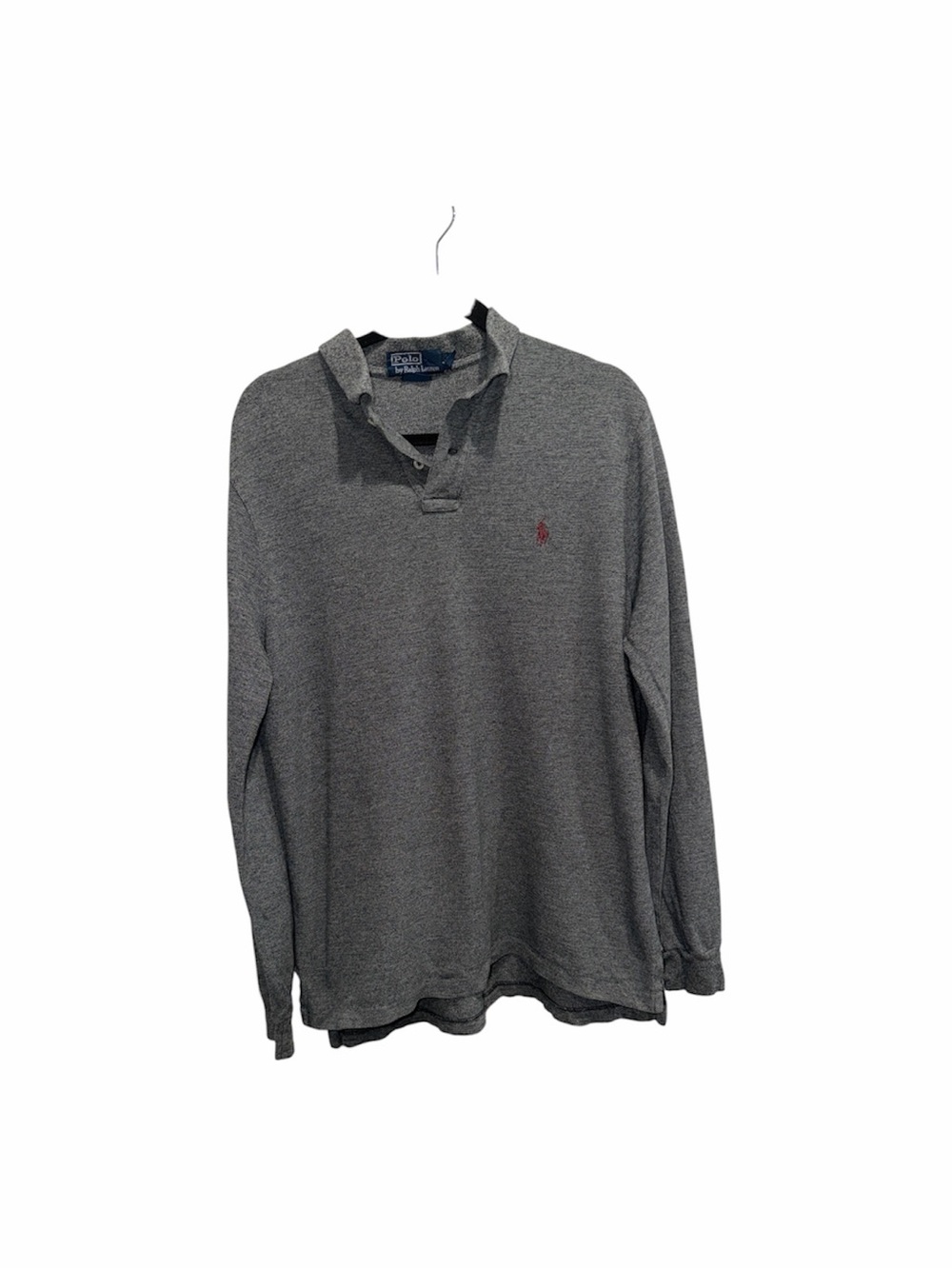 Polo Ralph Lauren Size Large, Grey Custom Fit Men’s Polo Neck Long Sleeve Shirt